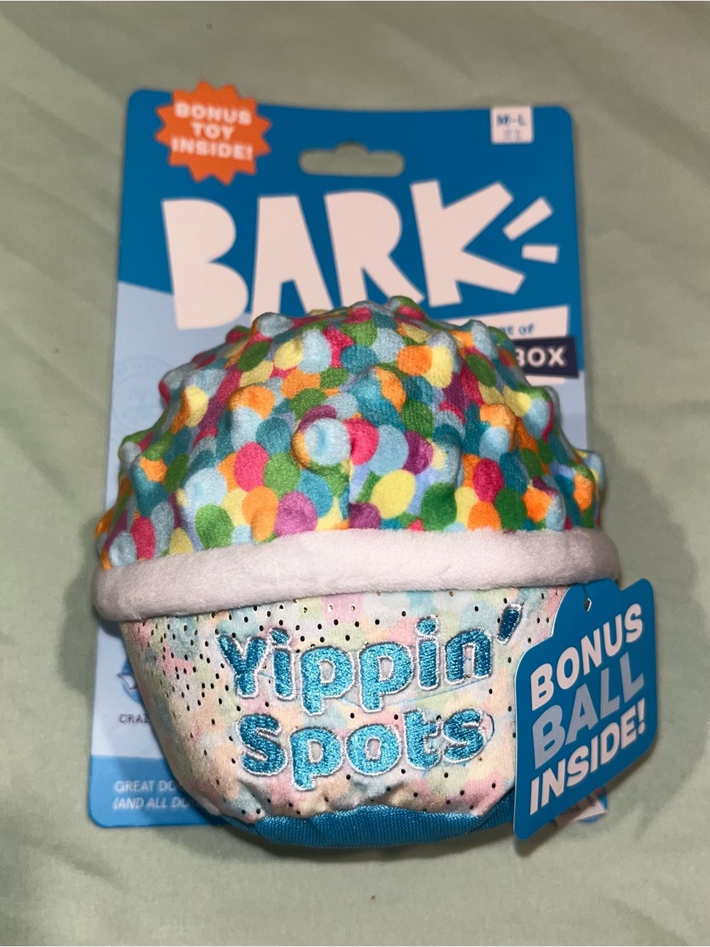 BARK Yippin' Spots Ice Cream Plush Fetch Dog Toy